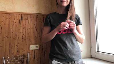 Brother Helped Stepsister to relax before the First Date. Russian Amateur with Talking